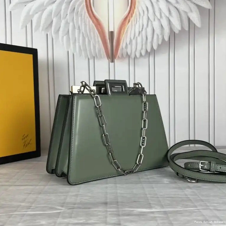 Affordable Cut In Calf Bag Mini Leather Fendi Green Peekaboo 0626